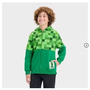 Boys' Minecraft Creeper Character Hooded Sweatshirt - Green
